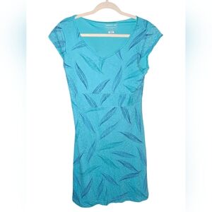 Merrell Dress M Midi Blue Short Sleeve Breathable Lined Stretch Pullover Dimens
